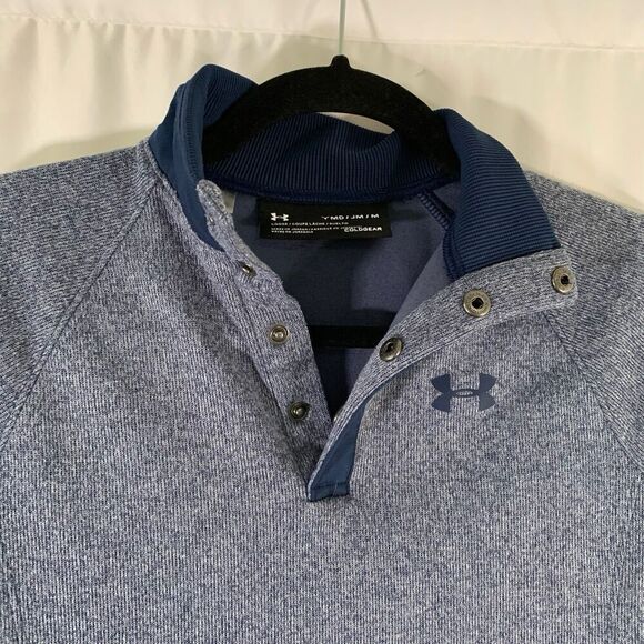 Under Armour Sweater Youth Boys Medium Blue Pullover 1/4 Snap Loose - Picture 4 of 9